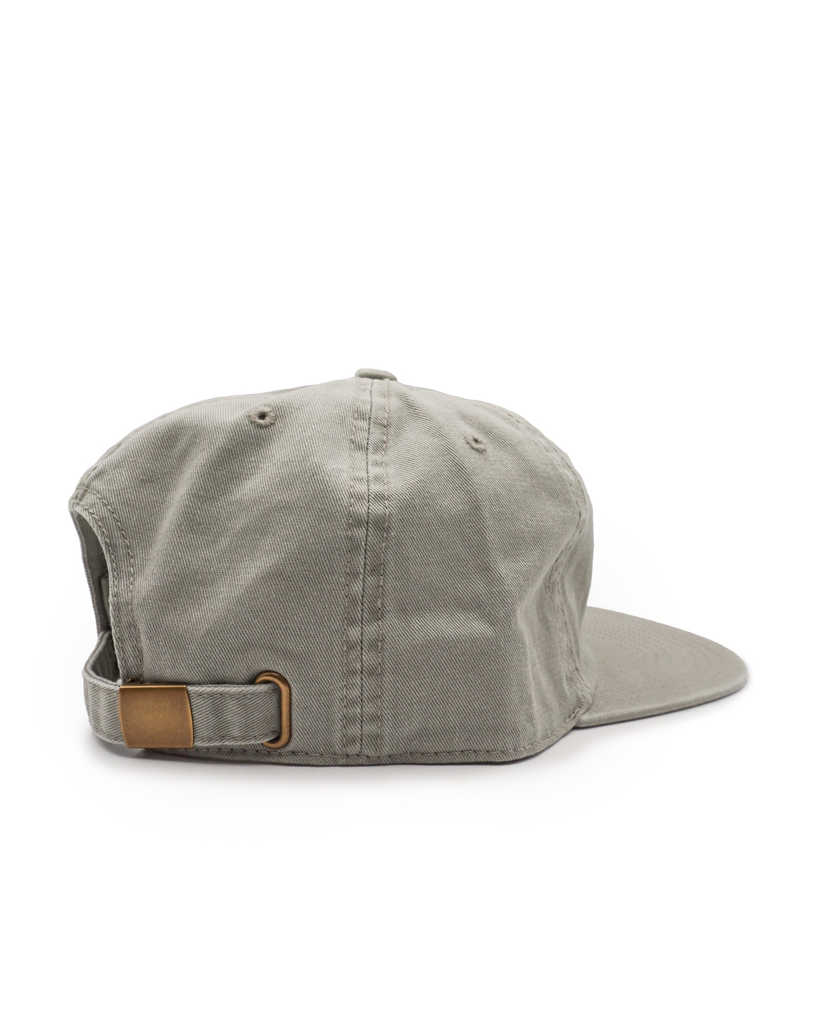 Gray cap with a brown strap on a white background
