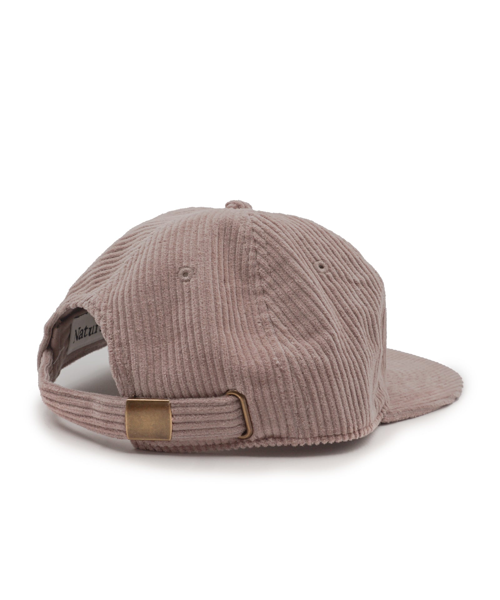 Desert brown coruroy cap with a brown leather patch on a white background