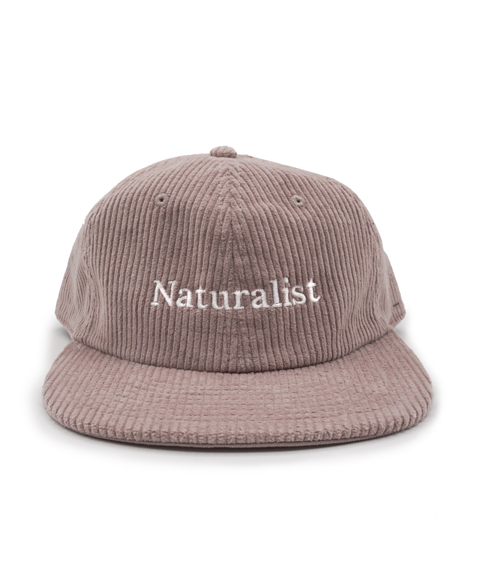 Desert brown corduroy cap with 'Naturalist' text on a white background