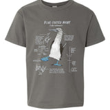 Blue footed booby illstration on a grey youth tee
