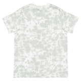 White t-shirt with subtle pattern on a white background