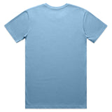 Plain light blue t-shirt on a white background