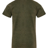 Green patterned t-shirt on a white background