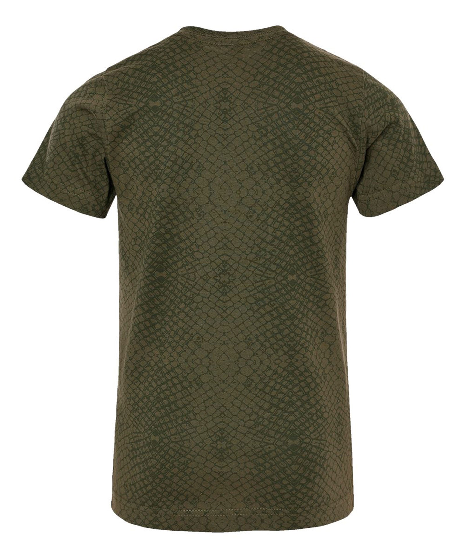 Green patterned t-shirt on a white background
